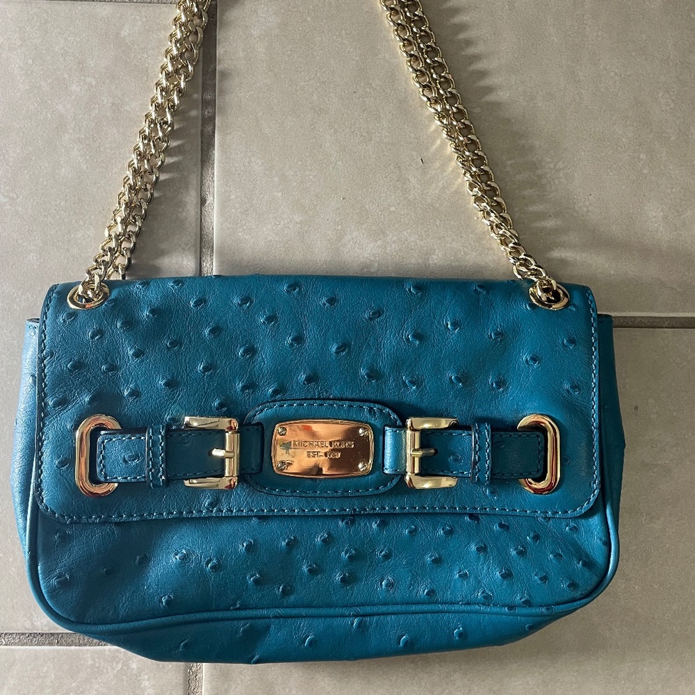 ostritch, embossed shoulder purse - michael kors